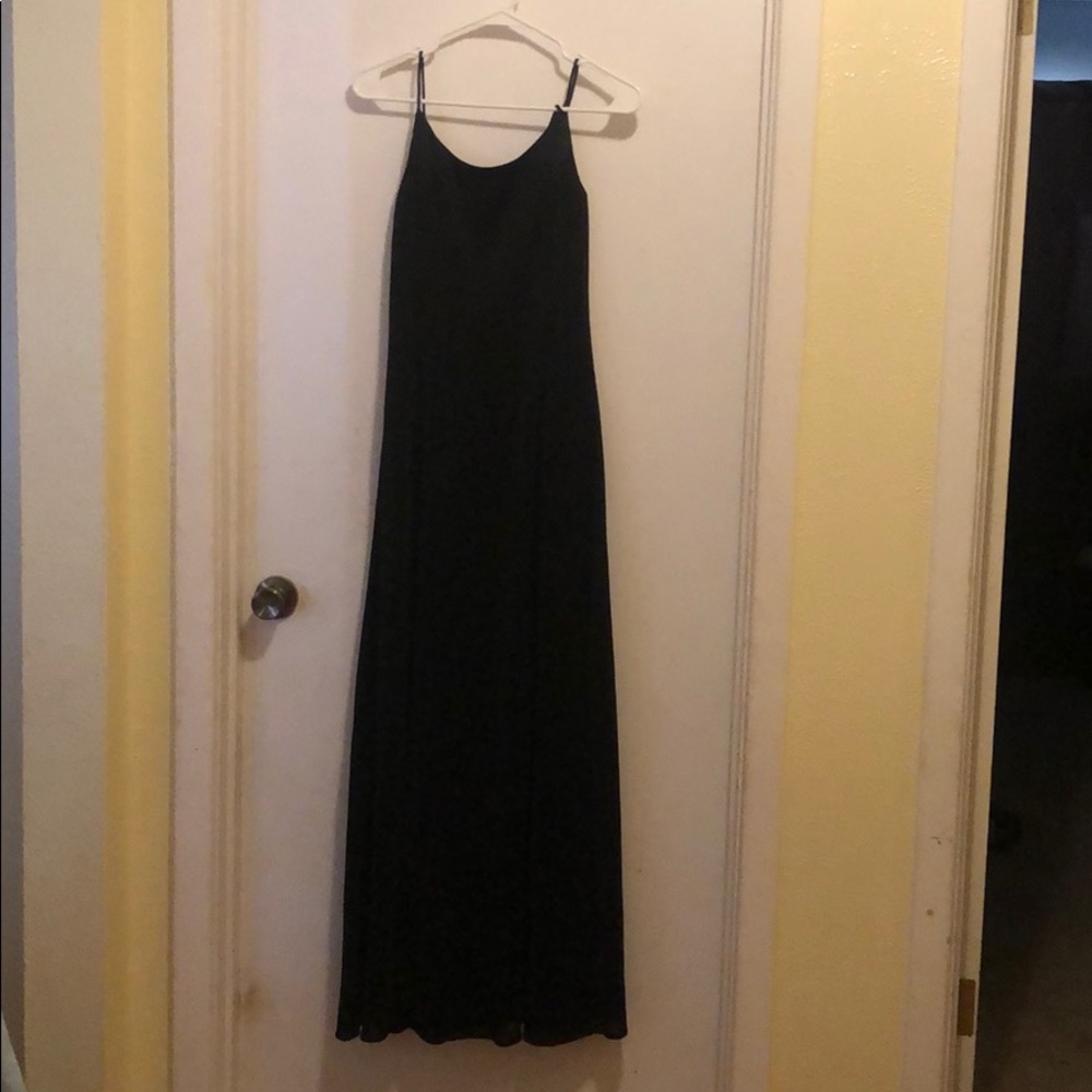 floor length black dress